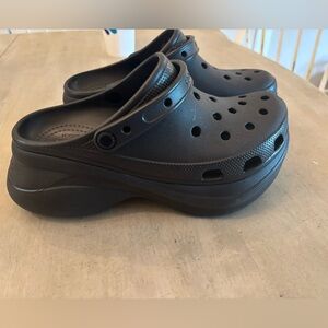 Black platform crocs